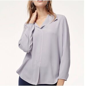 Aritzia Babaton Rena Blouse Collared Long Sleeve Flowy Top in Baby Blue Size XS